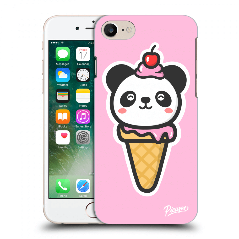 Picasee Apple iPhone 8 Hülle - Schwarzes Silikon - Ice Cream Panda