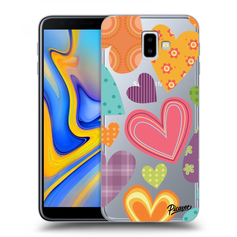 Picasee Samsung Galaxy J6+ J610F Hülle - Transparentes Silikon - Colored heart