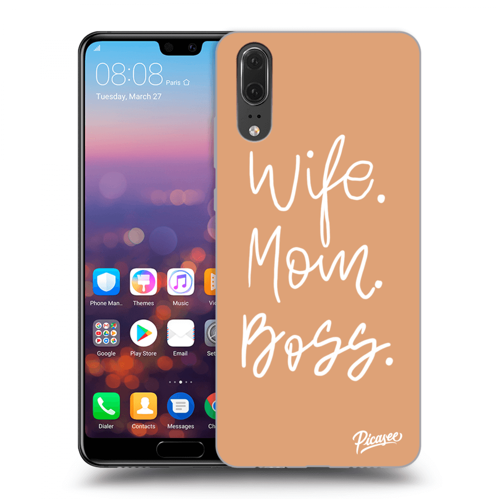 Picasee Huawei P20 Hülle - Schwarzes Silikon - Boss Mama