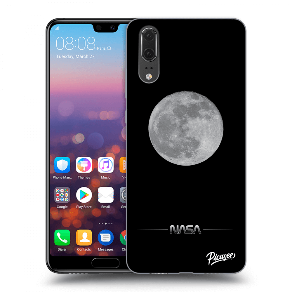 Picasee Huawei P20 Hülle - Schwarzes Silikon - Moon Minimal