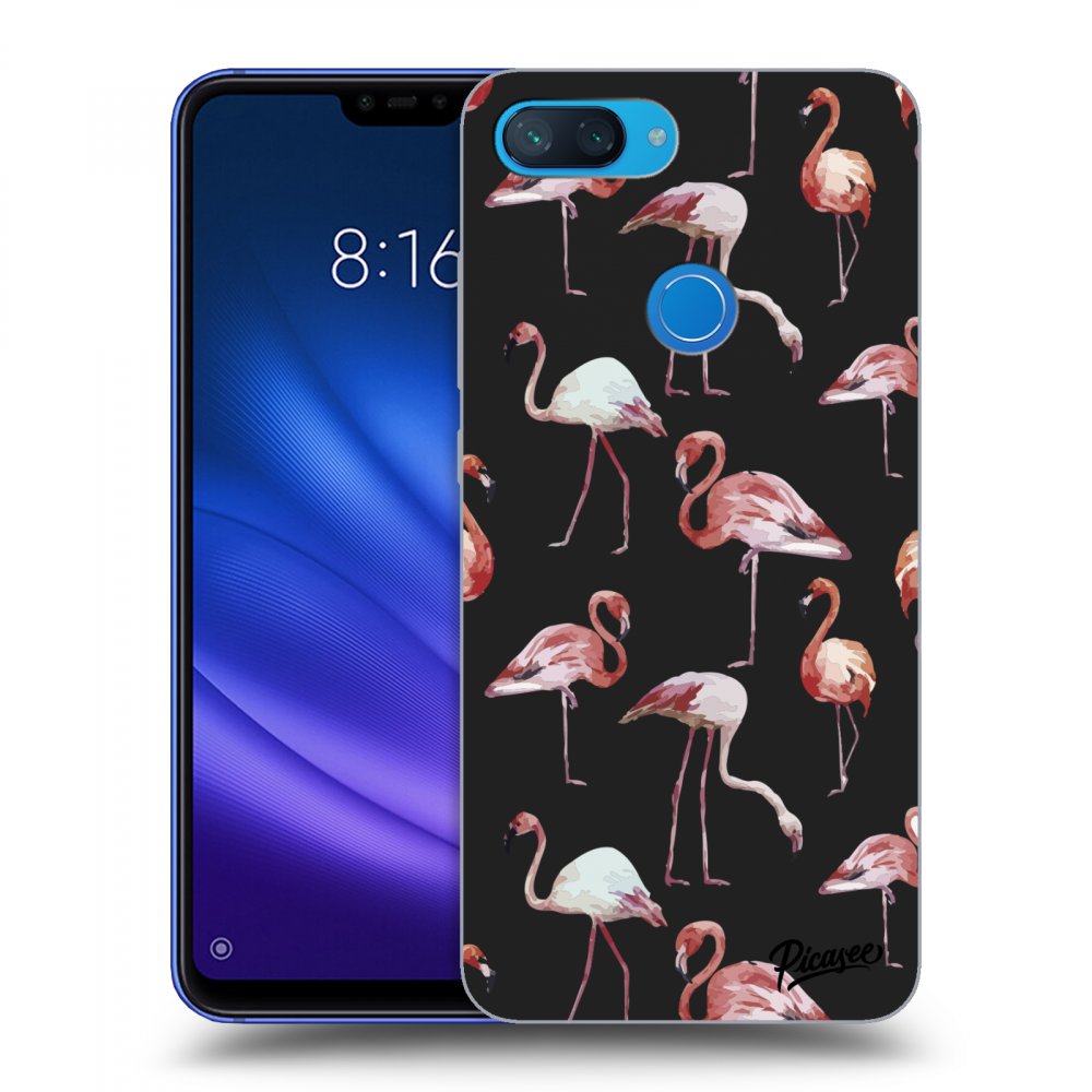 Picasee Xiaomi Mi 8 Lite Hülle - Schwarzes Silikon - Flamingos