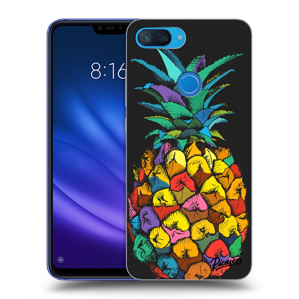 Picasee Xiaomi Mi 8 Lite Hülle - Schwarzes Silikon - Pineapple