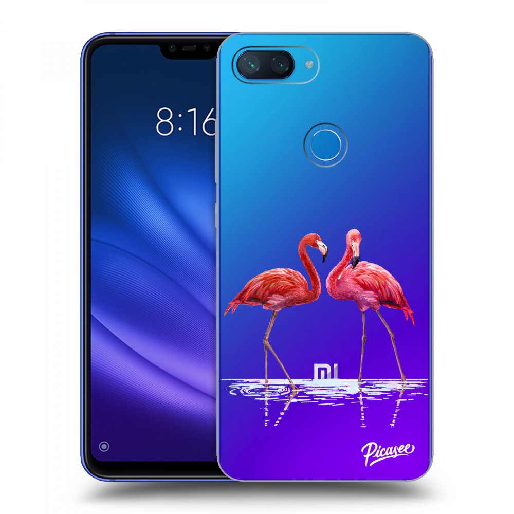 Picasee Xiaomi Mi 8 Lite Hülle - Transparentes Silikon - Flamingos couple