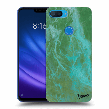 Picasee Xiaomi Mi 8 Lite Hülle - Schwarzes Silikon - Green marble