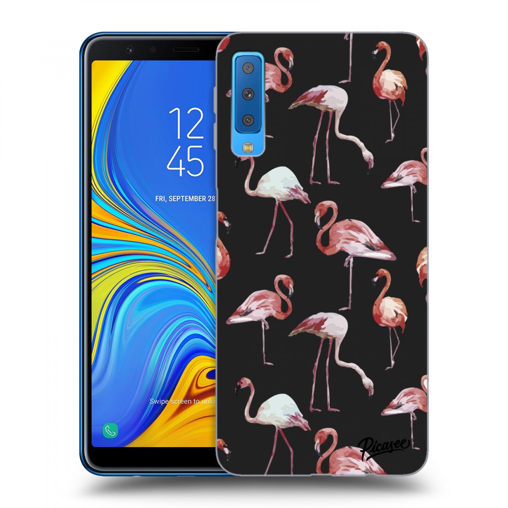 Picasee Samsung Galaxy A7 2018 A750F Hülle - Schwarzes Silikon - Flamingos