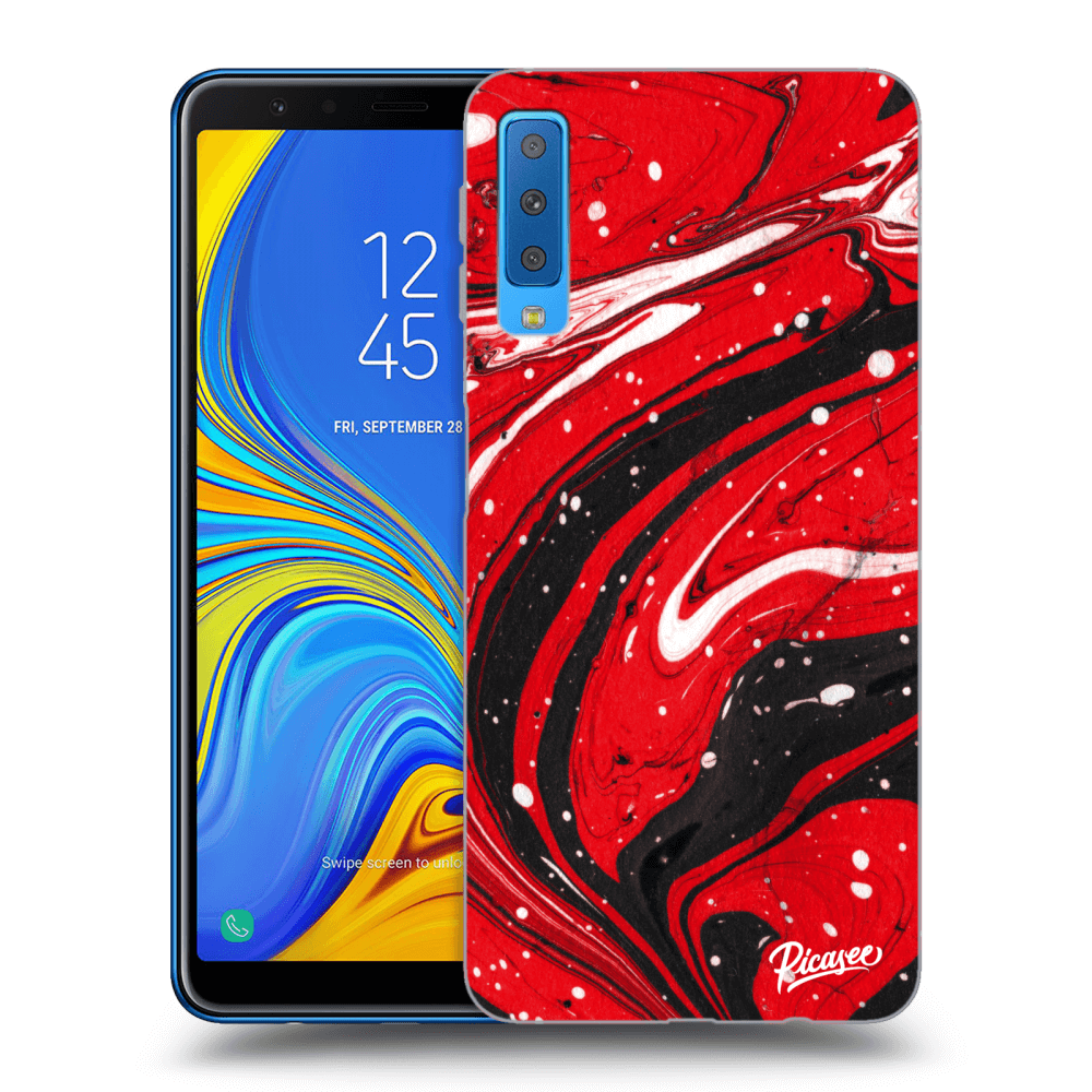 Picasee Samsung Galaxy A7 2018 A750F Hülle - Transparentes Silikon - Red black