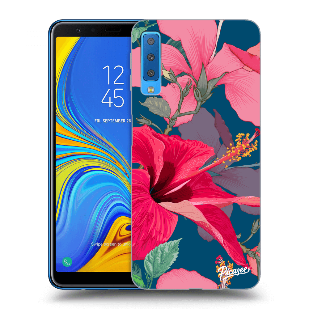 Picasee Samsung Galaxy A7 2018 A750F Hülle - Transparentes Silikon - Hibiscus