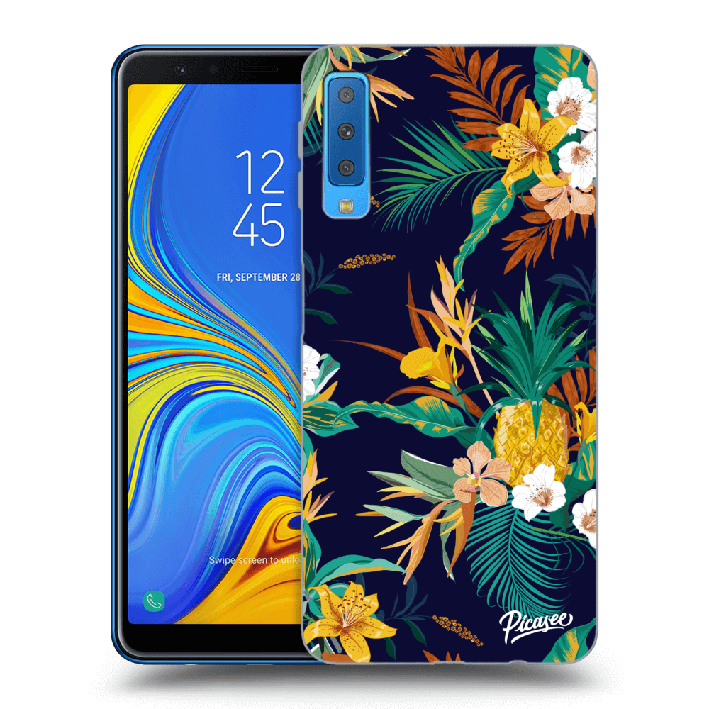 Picasee Samsung Galaxy A7 2018 A750F Hülle - Schwarzes Silikon - Pineapple Color