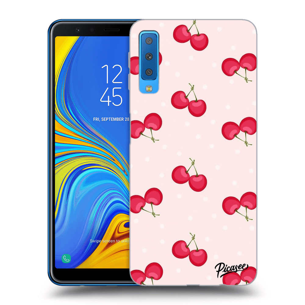 Picasee Samsung Galaxy A7 2018 A750F Hülle - Schwarzes Silikon - Cherries