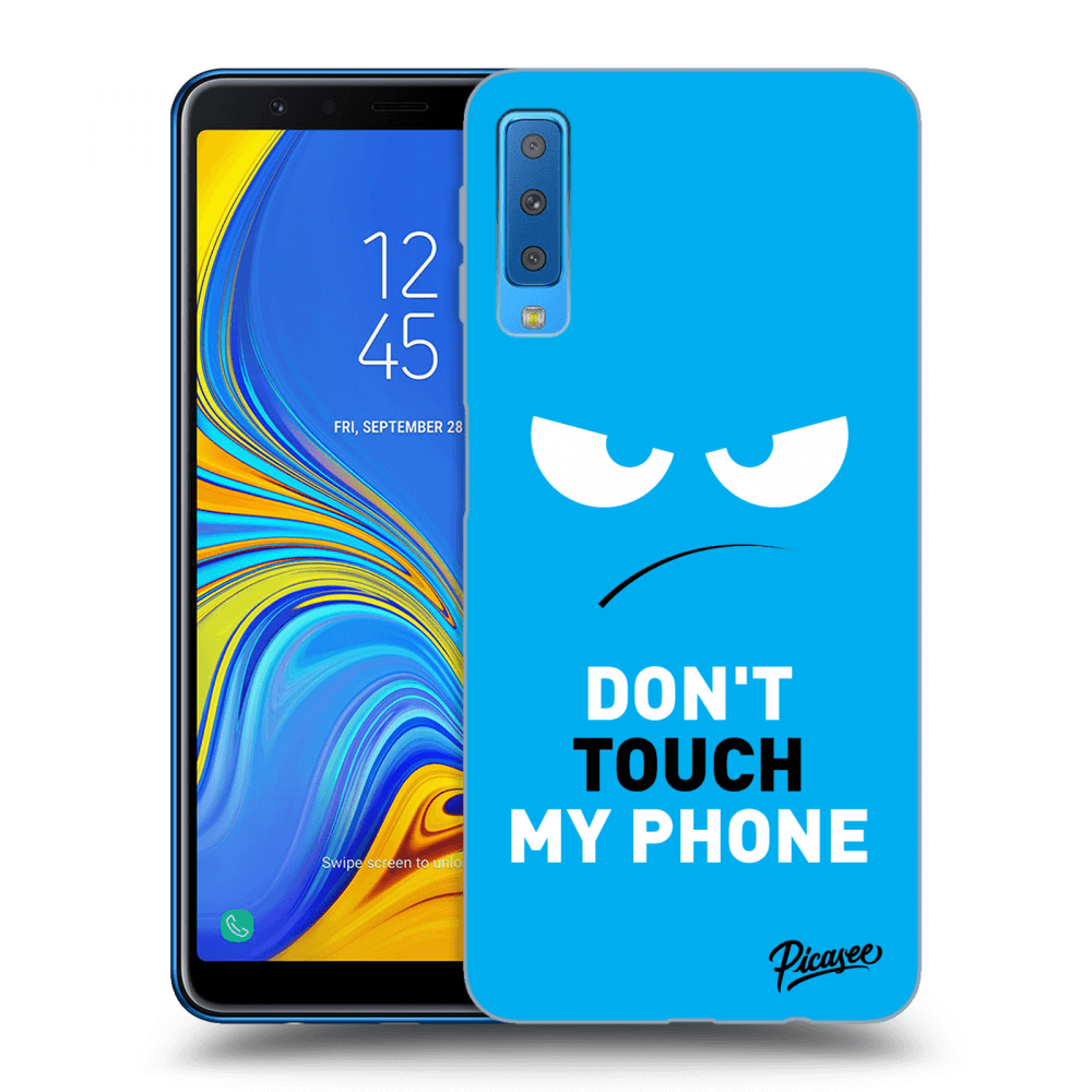 Picasee Samsung Galaxy A7 2018 A750F Hülle - Schwarzes Silikon - Angry Eyes - Blue