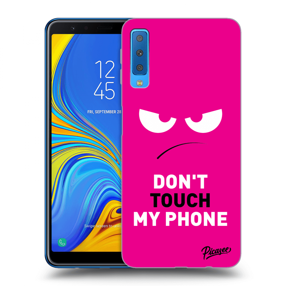 Picasee Samsung Galaxy A7 2018 A750F Hülle - Schwarzes Silikon - Angry Eyes - Pink