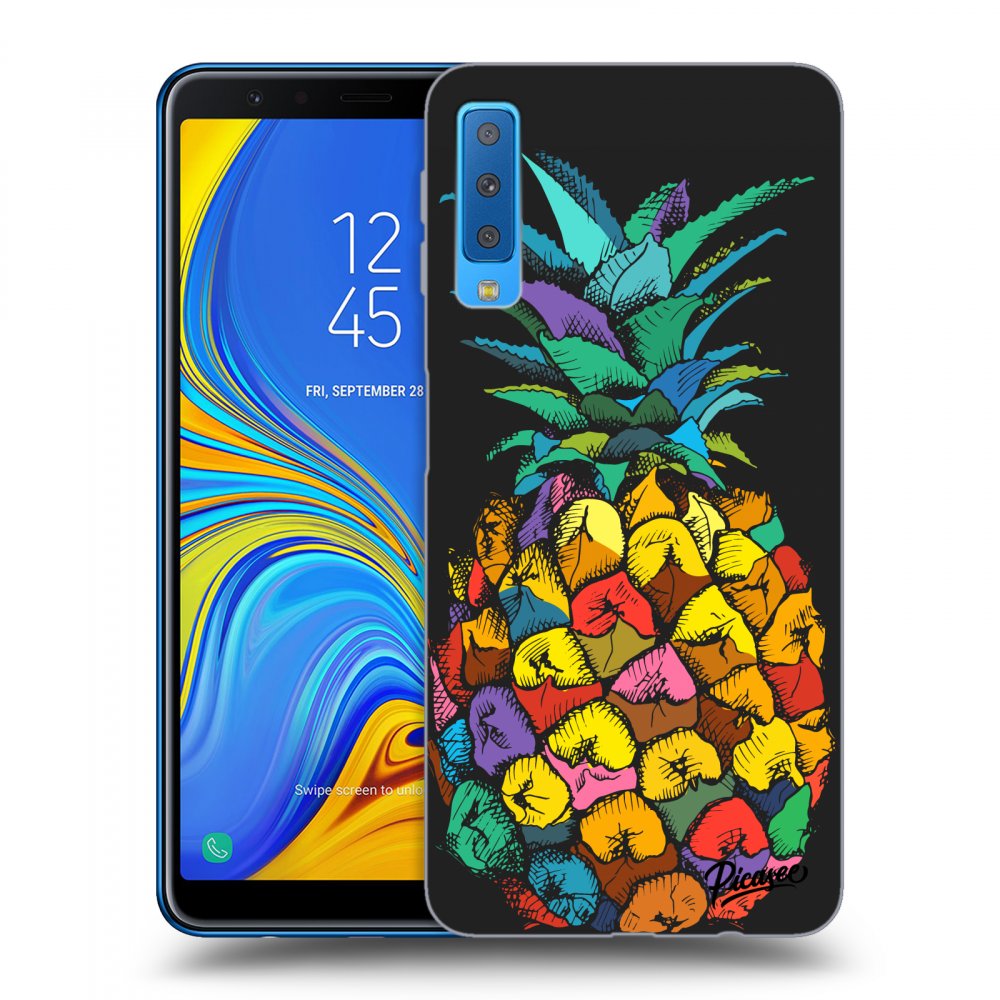 Picasee Samsung Galaxy A7 2018 A750F Hülle - Schwarzes Silikon - Pineapple