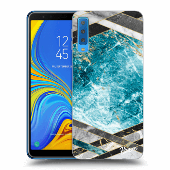 Picasee Samsung Galaxy A7 2018 A750F Hülle - Schwarzes Silikon - Blue geometry