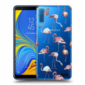 Picasee Samsung Galaxy A7 2018 A750F Hülle - Transparentes Silikon - Flamingos