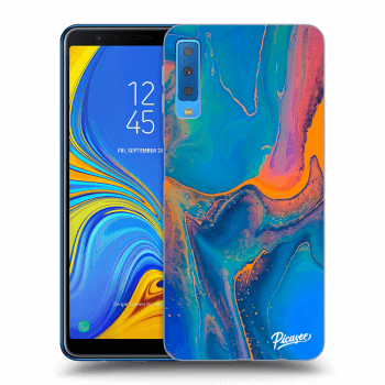 Picasee Samsung Galaxy A7 2018 A750F Hülle - Schwarzes Silikon - Rainbow