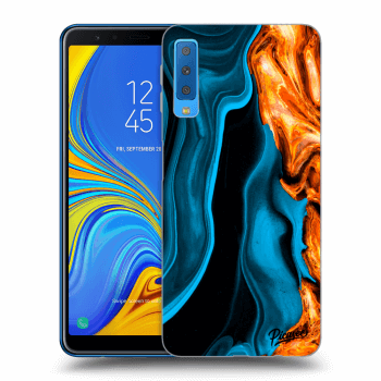Picasee Samsung Galaxy A7 2018 A750F Hülle - Transparentes Silikon - Gold blue