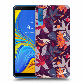 Picasee Samsung Galaxy A7 2018 A750F Hülle - Schwarzes Silikon - Purple Leaf