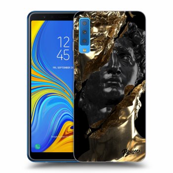 Picasee Samsung Galaxy A7 2018 A750F Hülle - Schwarzes Silikon - Gold - Black