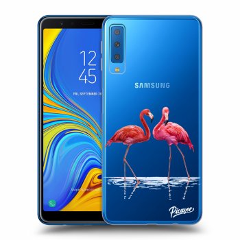 Picasee Samsung Galaxy A7 2018 A750F Hülle - Transparentes Silikon - Flamingos couple