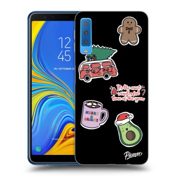 Picasee Samsung Galaxy A7 2018 A750F Hülle - Schwarzes Silikon - Christmas Stickers