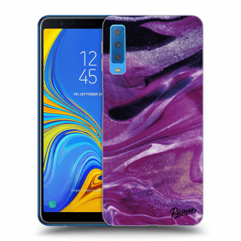Picasee Samsung Galaxy A7 2018 A750F Hülle - Schwarzes Silikon - Purple glitter