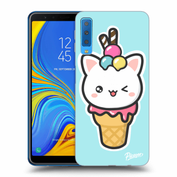 Picasee Samsung Galaxy A7 2018 A750F Hülle - Schwarzes Silikon - Ice Cream Cat