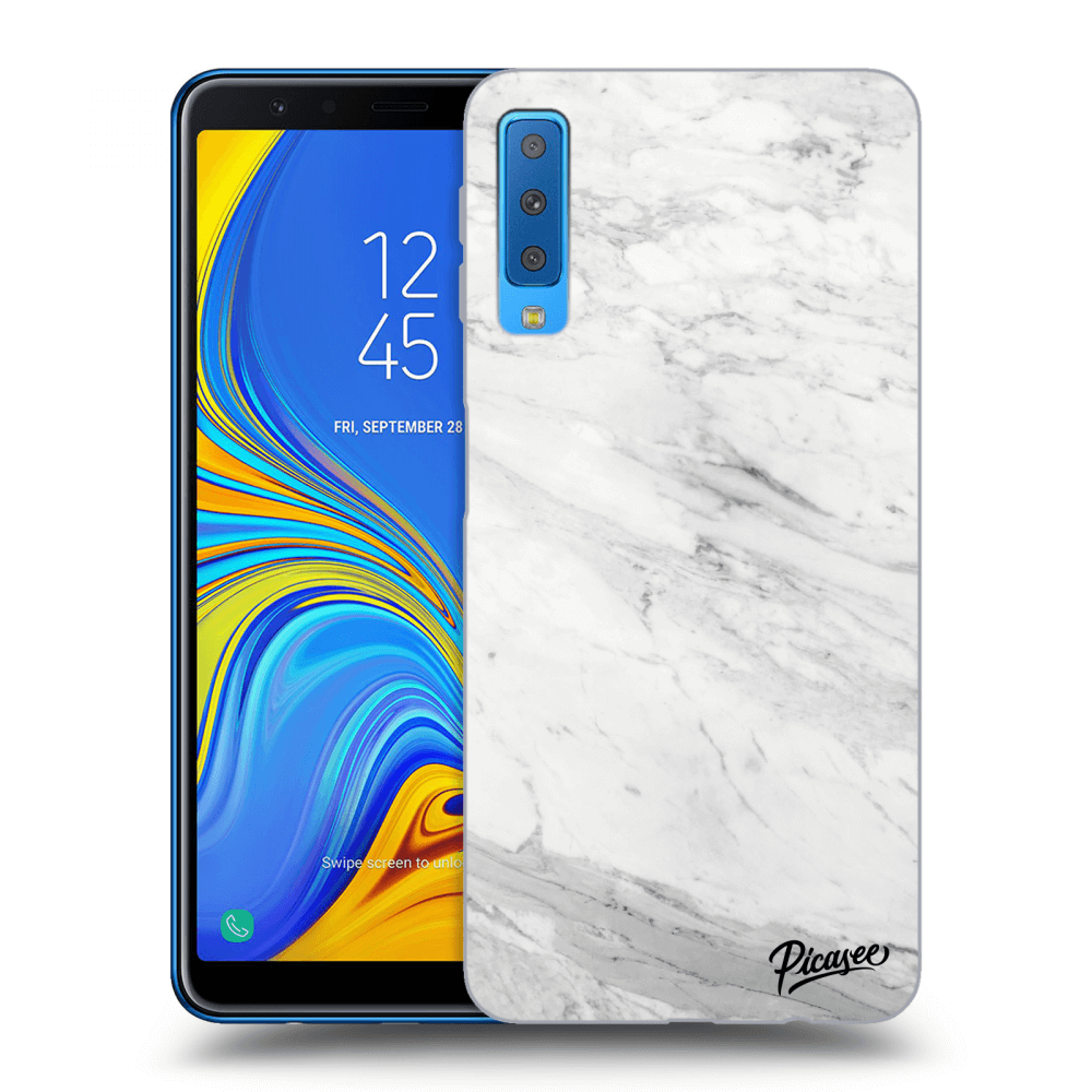 Picasee Samsung Galaxy A7 2018 A750F Hülle - Schwarzes Silikon - White marble