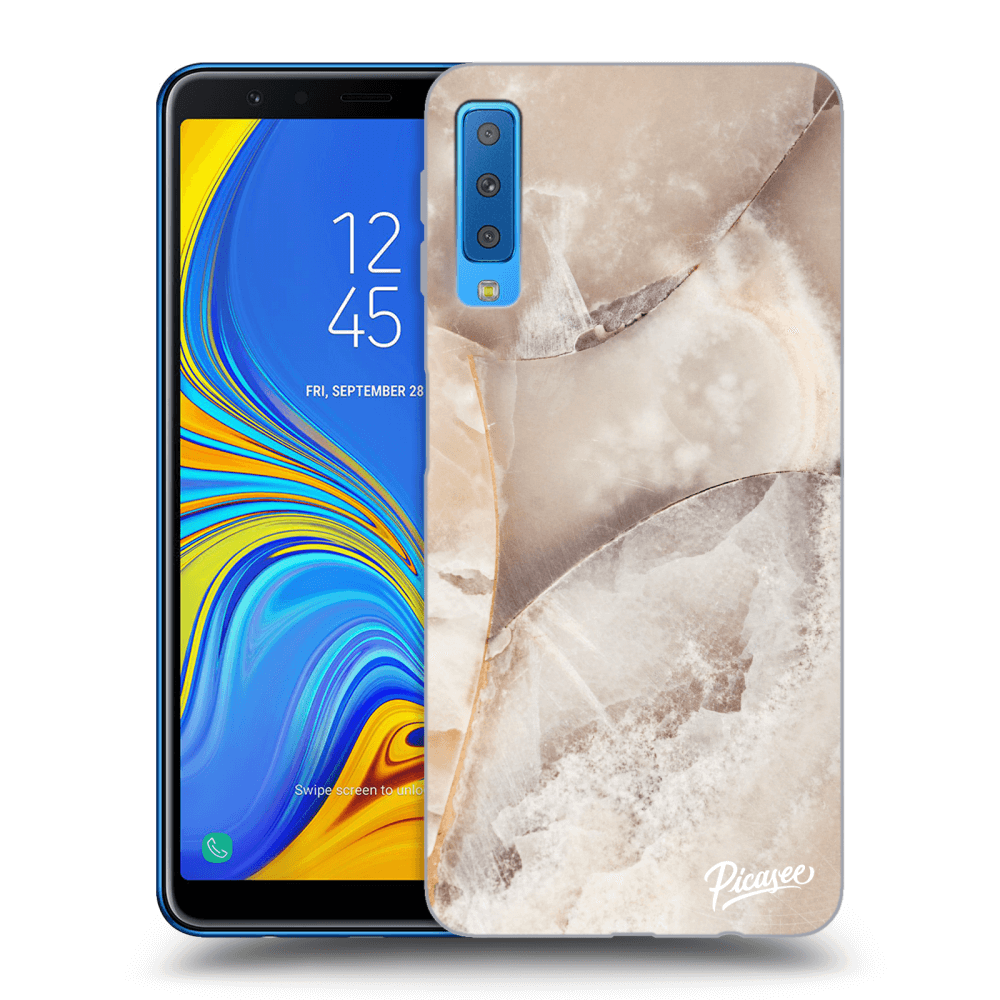 Picasee Samsung Galaxy A7 2018 A750F Hülle - Schwarzes Silikon - Cream marble