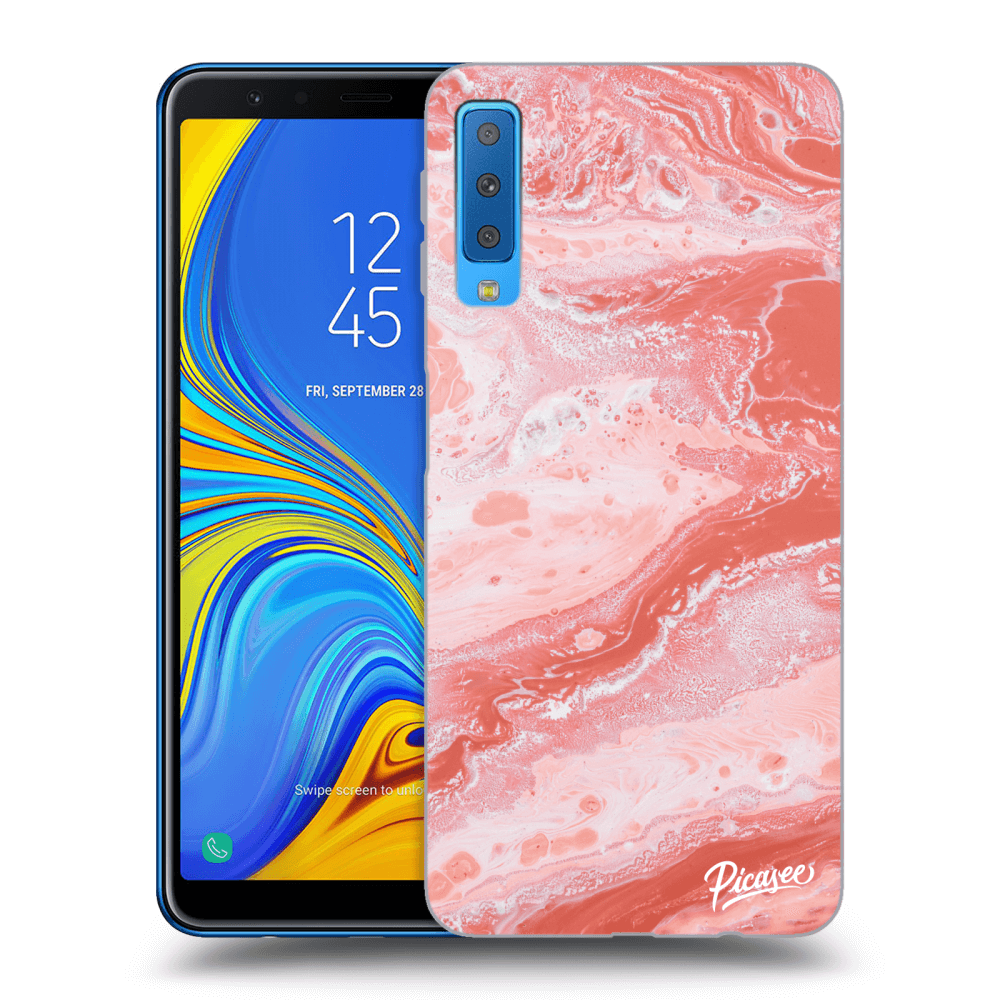 Picasee Samsung Galaxy A7 2018 A750F Hülle - Schwarzes Silikon - Red liquid