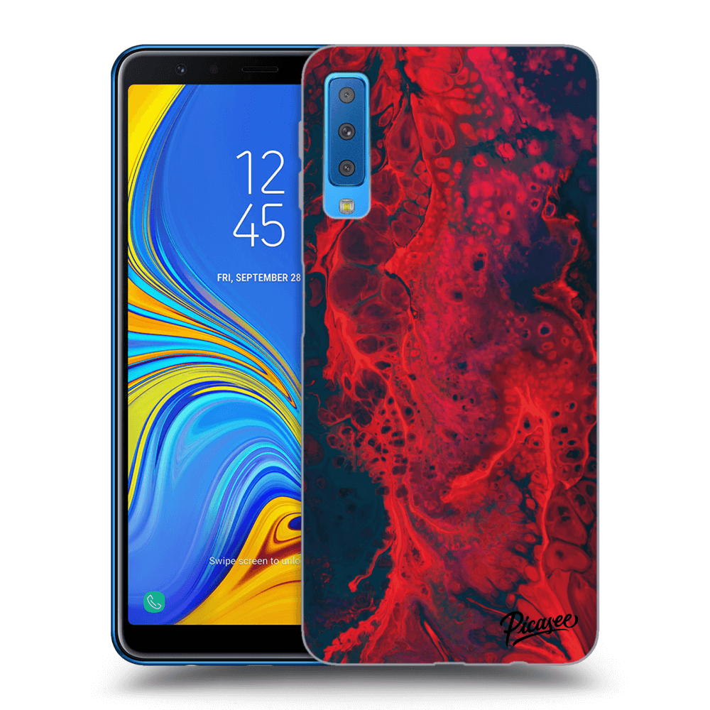 Picasee Samsung Galaxy A7 2018 A750F Hülle - Schwarzes Silikon - Organic red