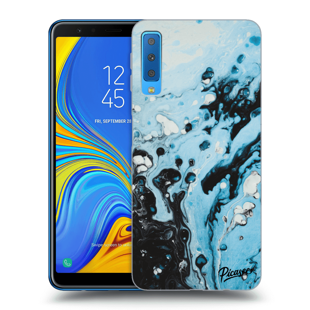 Picasee Samsung Galaxy A7 2018 A750F Hülle - Schwarzes Silikon - Organic blue