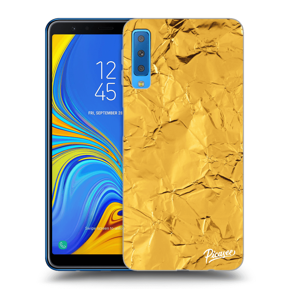 Picasee Samsung Galaxy A7 2018 A750F Hülle - Schwarzes Silikon - Gold