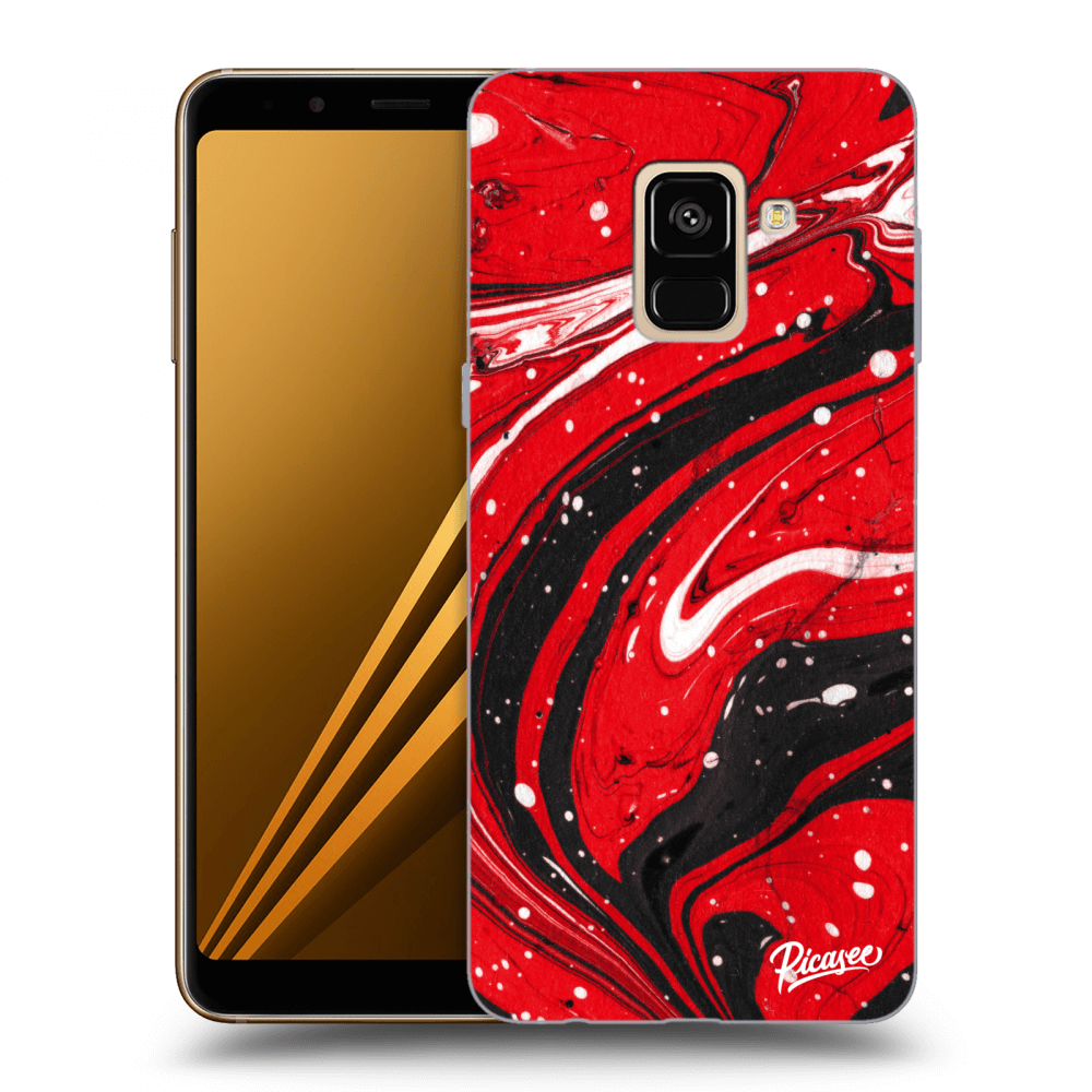 Picasee Samsung Galaxy A8 2018 A530F Hülle - Transparentes Silikon - Red black