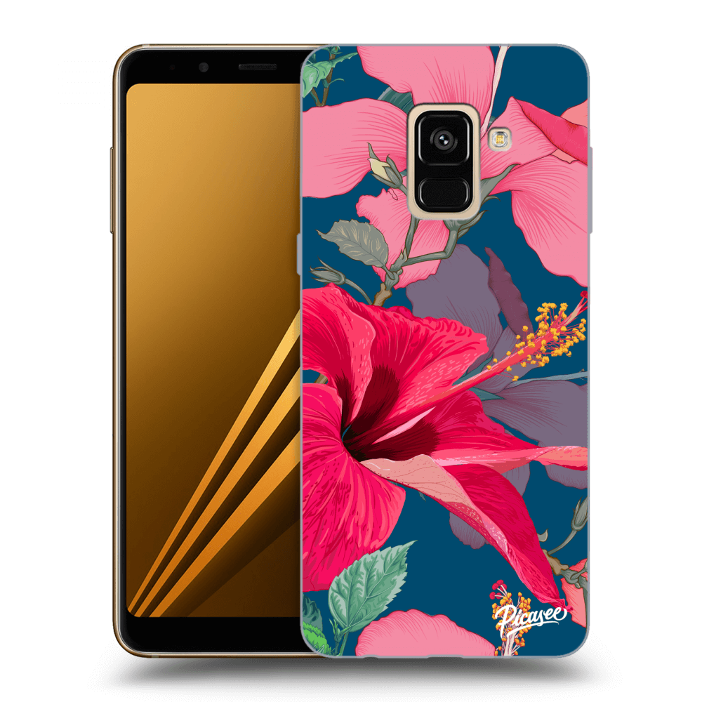 Picasee Samsung Galaxy A8 2018 A530F Hülle - Transparentes Silikon - Hibiscus