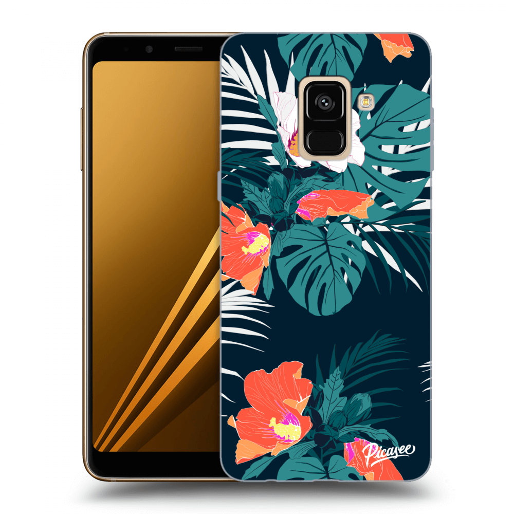 Picasee Samsung Galaxy A8 2018 A530F Hülle - Transparentes Silikon - Monstera Color