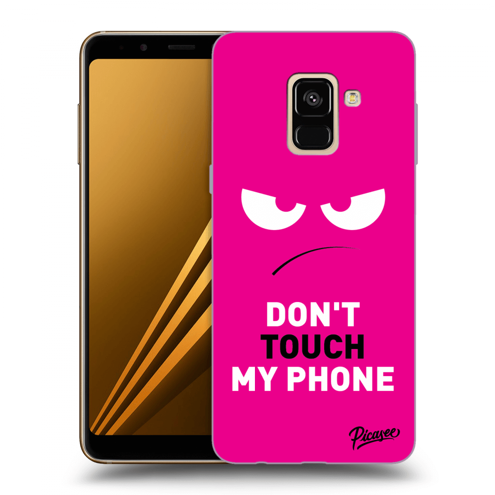 Picasee Samsung Galaxy A8 2018 A530F Hülle - Schwarzes Silikon - Angry Eyes - Pink