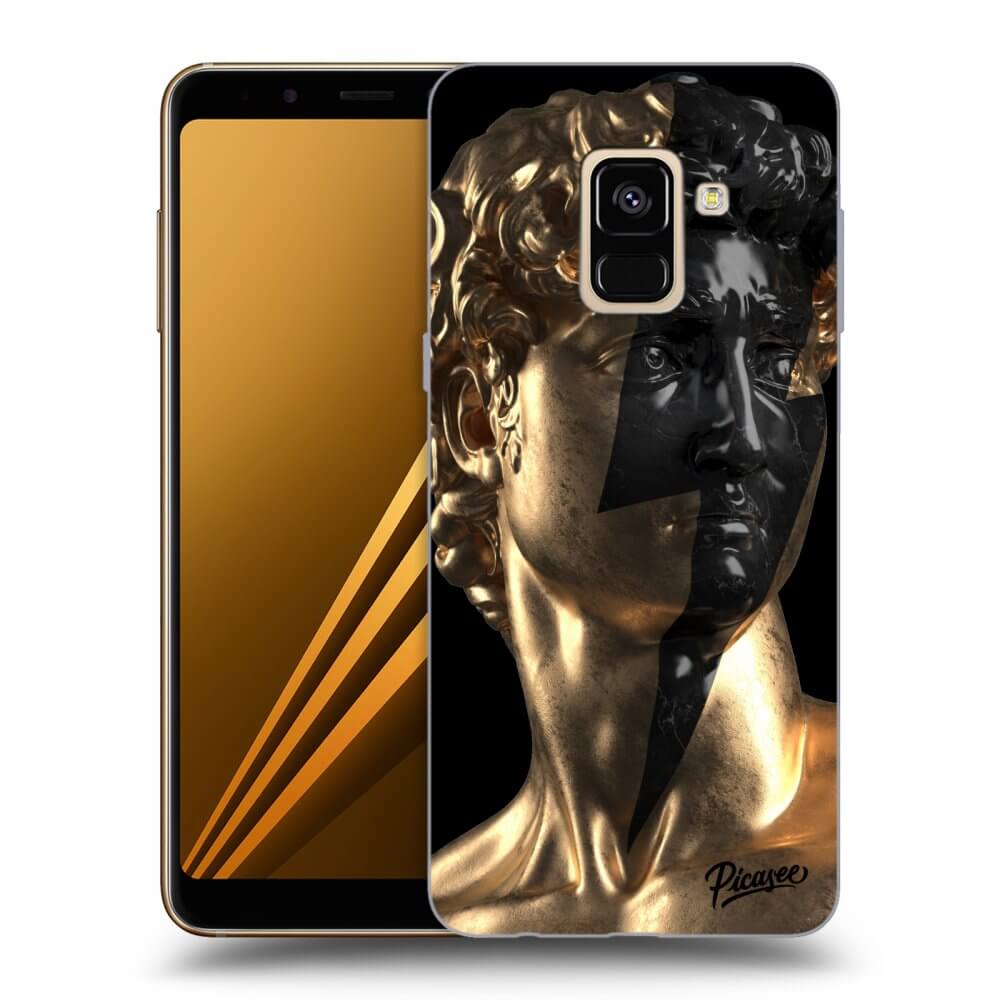 Picasee Samsung Galaxy A8 2018 A530F Hülle - Schwarzes Silikon - Wildfire - Gold