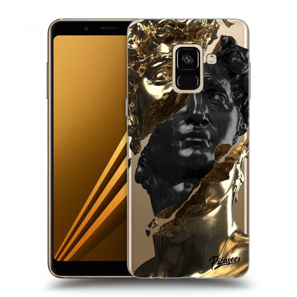 Picasee Samsung Galaxy A8 2018 A530F Hülle - Transparentes Silikon - Gold - Black