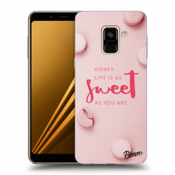 Picasee Samsung Galaxy A8 2018 A530F Hülle - Schwarzes Silikon - Life is as sweet as you are