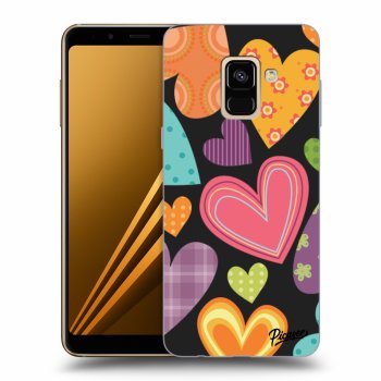 Picasee Samsung Galaxy A8 2018 A530F Hülle - Schwarzes Silikon - Colored heart