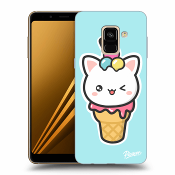 Picasee Samsung Galaxy A8 2018 A530F Hülle - Schwarzes Silikon - Ice Cream Cat
