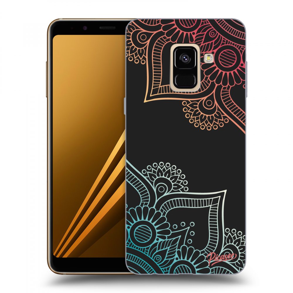 Picasee Samsung Galaxy A8 2018 A530F Hülle - Schwarzes Silikon - Flowers pattern