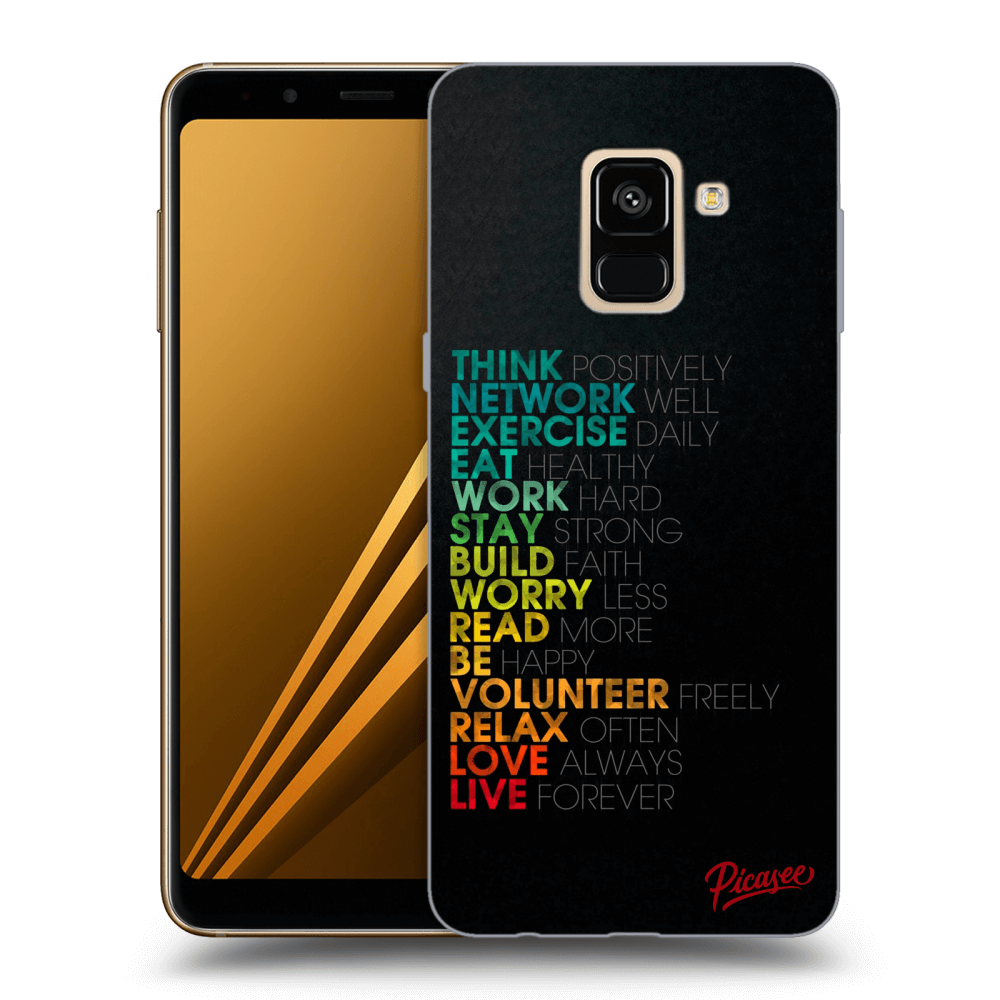 Picasee Samsung Galaxy A8 2018 A530F Hülle - Schwarzes Silikon - Motto life
