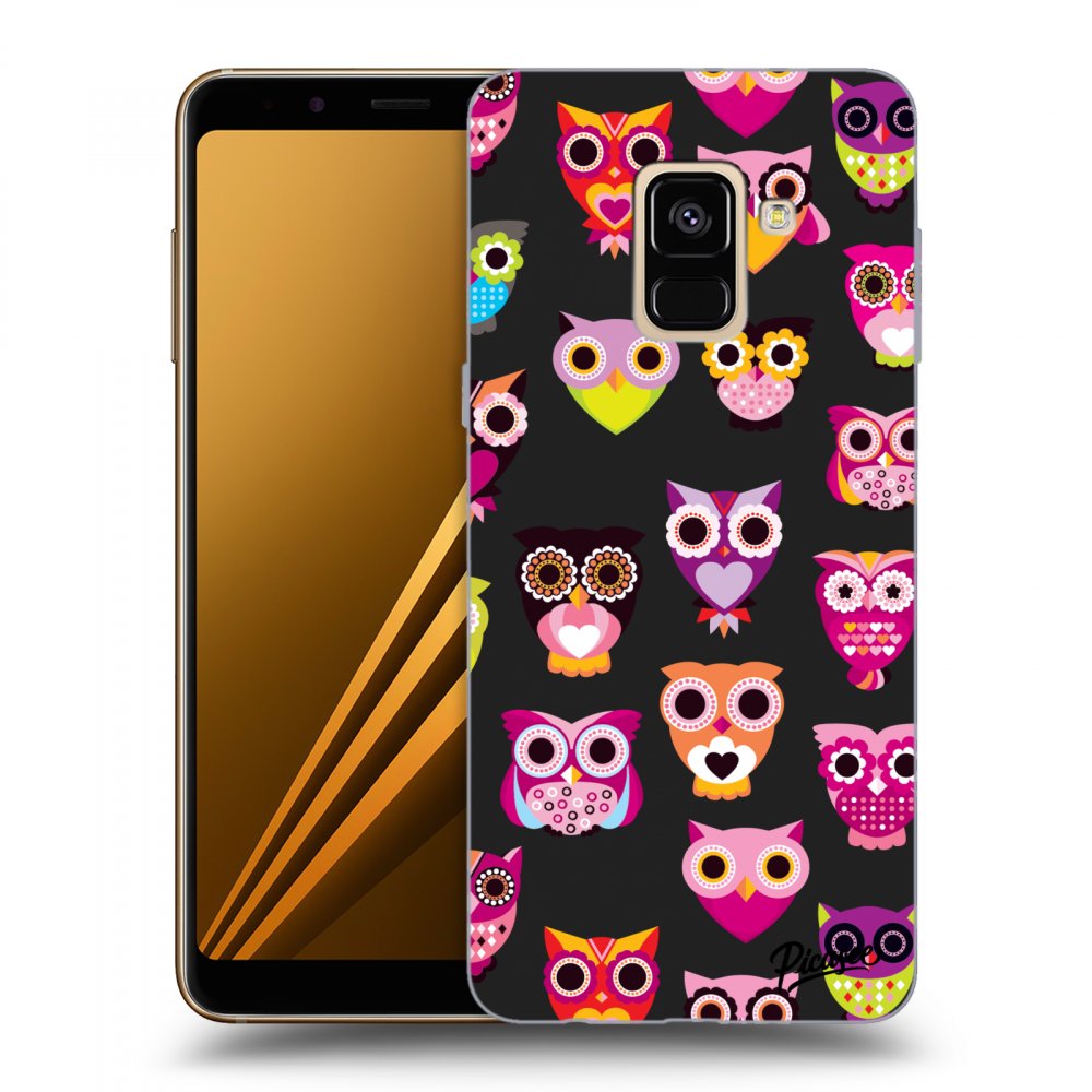 Picasee Samsung Galaxy A8 2018 A530F Hülle - Schwarzes Silikon - Owls