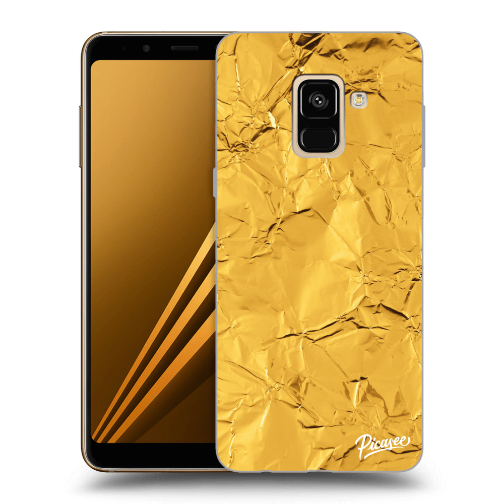 Picasee Samsung Galaxy A8 2018 A530F Hülle - Schwarzes Silikon - Gold