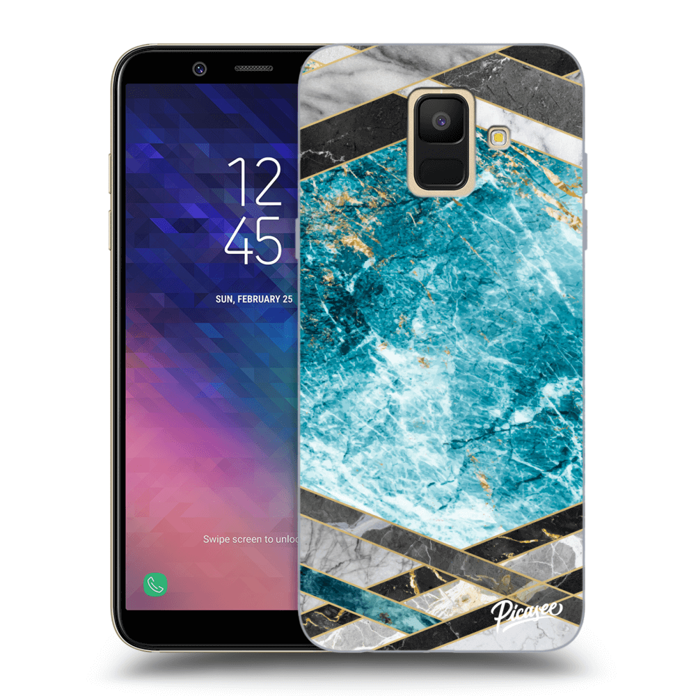 Picasee Samsung Galaxy A6 A600F Hülle - Transparentes Silikon - Blue geometry