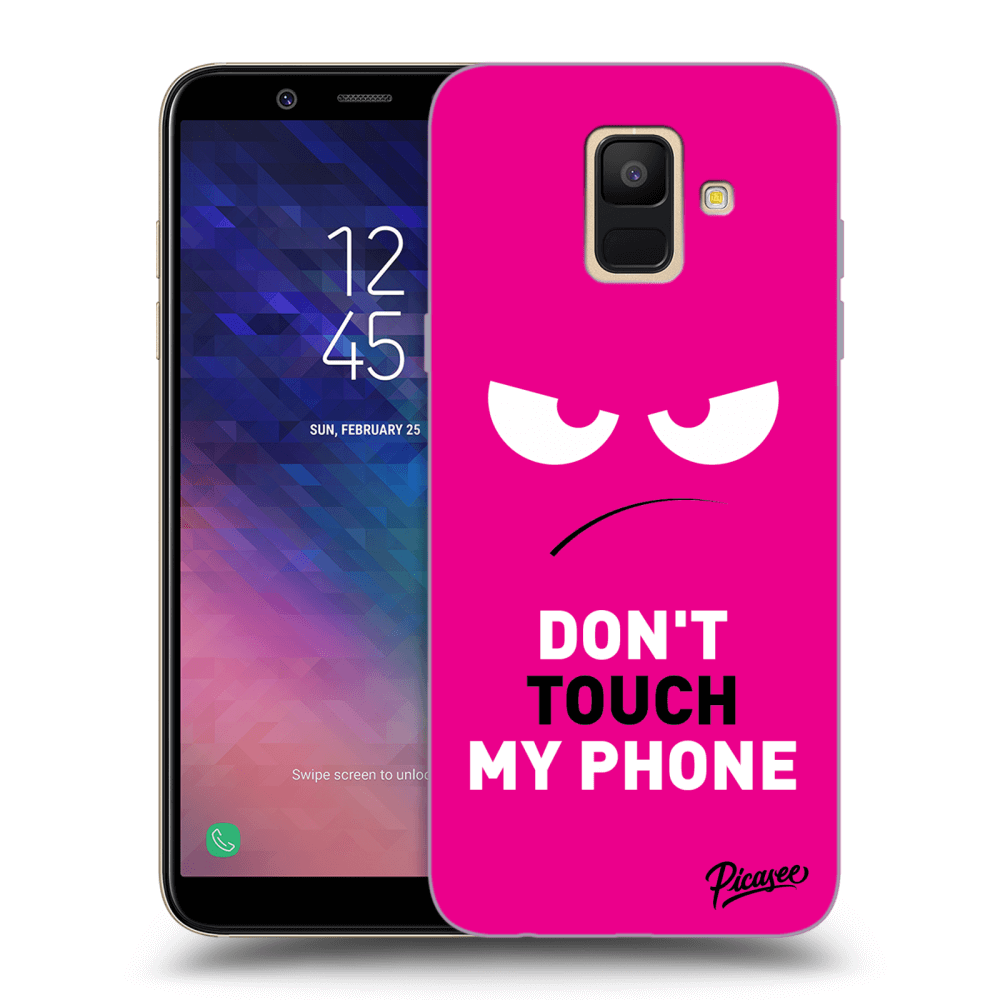 Picasee Samsung Galaxy A6 A600F Hülle - Transparentes Silikon - Angry Eyes - Pink