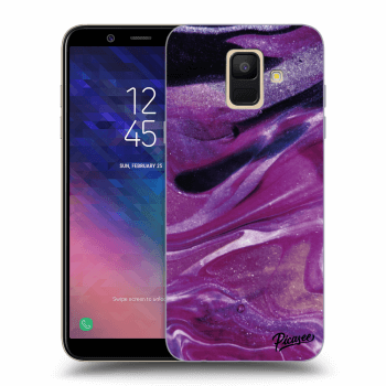 Picasee Samsung Galaxy A6 A600F Hülle - Transparentes Silikon - Purple glitter