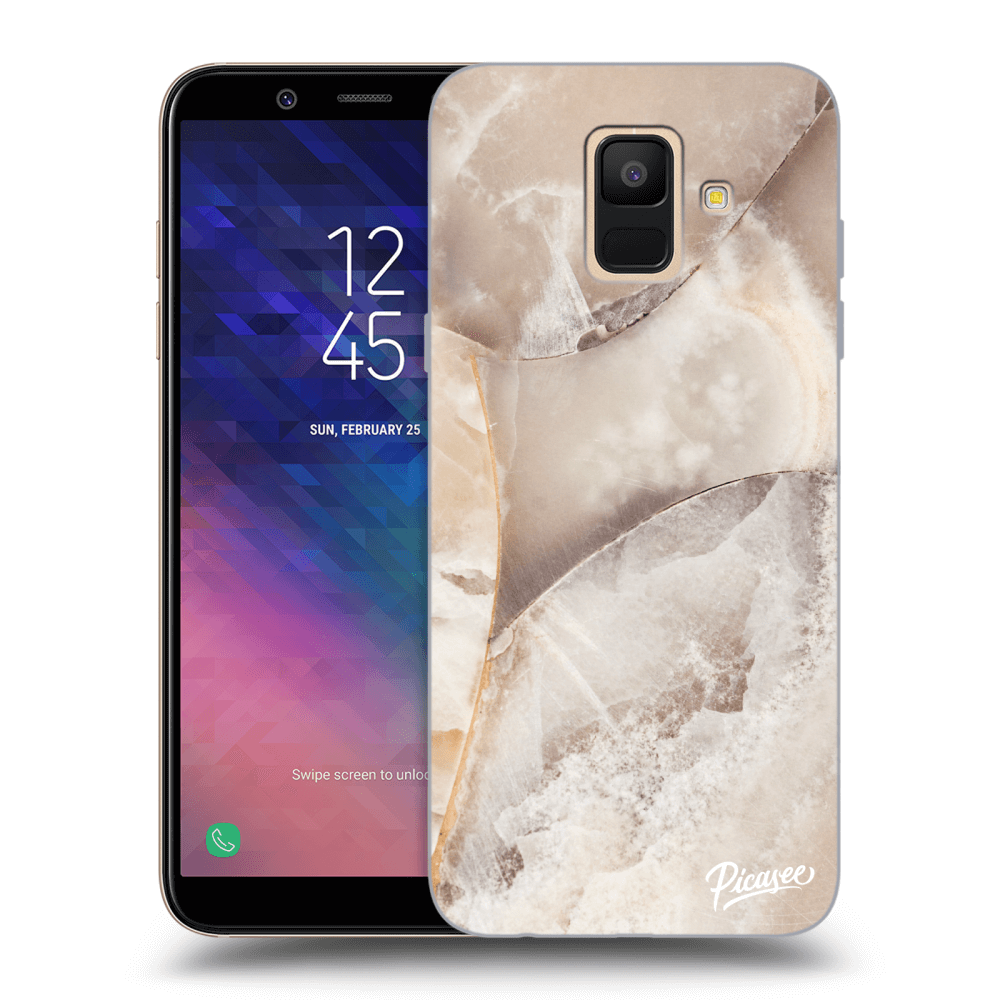 Picasee Samsung Galaxy A6 A600F Hülle - Transparentes Silikon - Cream marble