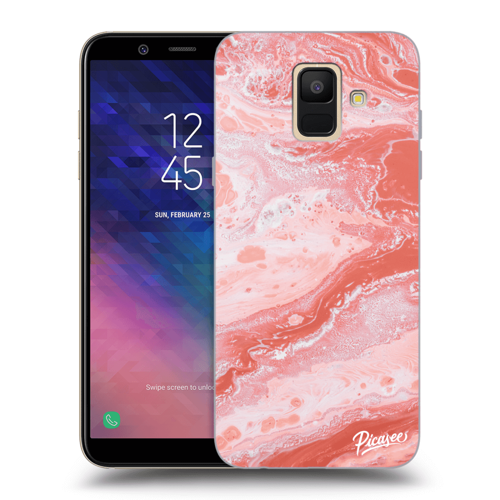 Picasee Samsung Galaxy A6 A600F Hülle - Transparentes Silikon - Red liquid